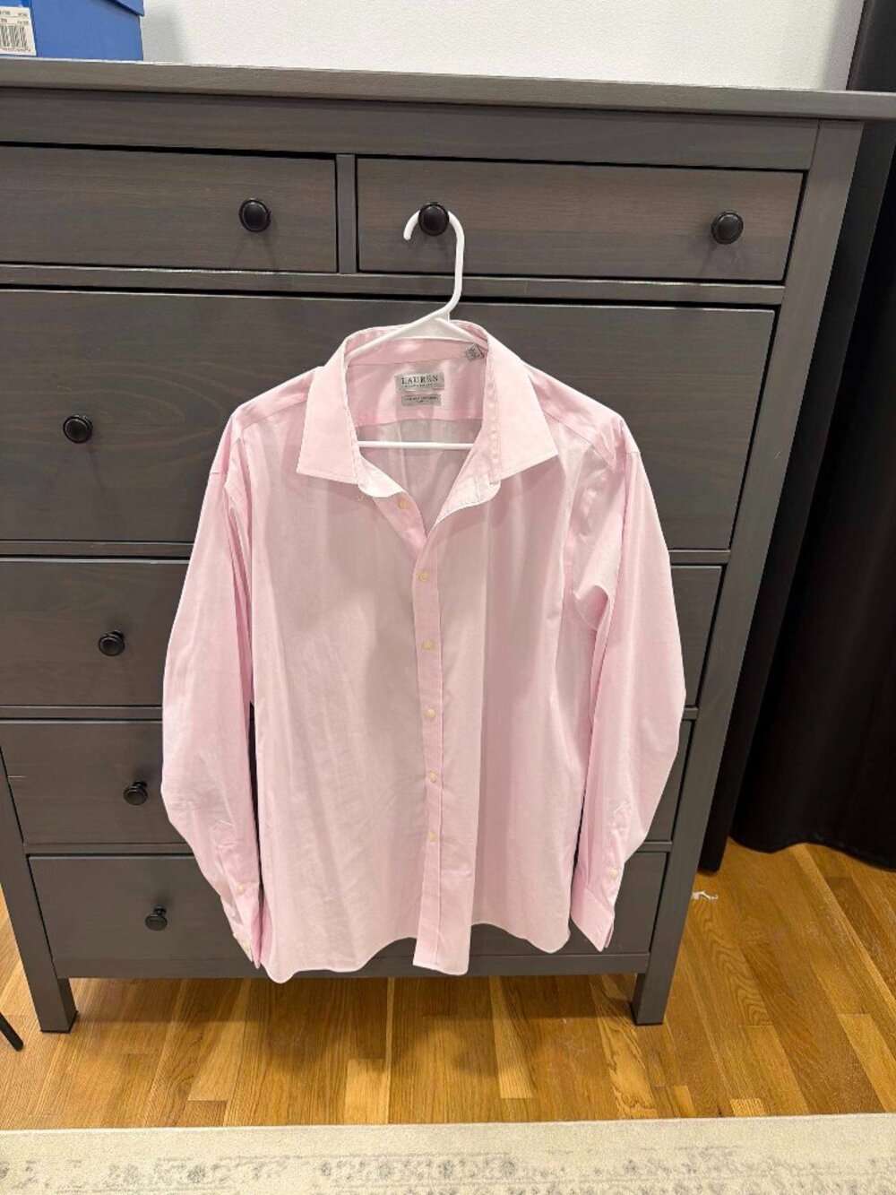 Lauren Ralph Lauren Pink Dress Shirt Slim Fit Stretch 18 34/35 2XL Cotton Nylon
